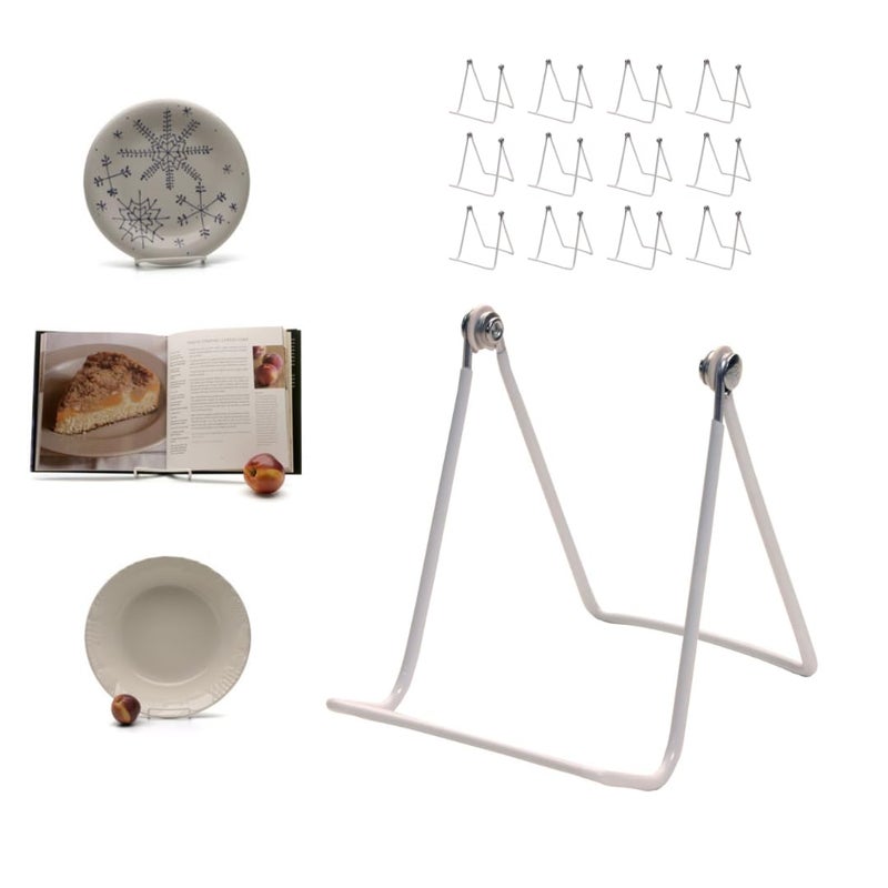 KINGDOM SOLUTIONS MADE IN USA 12-Pack Sturdy & Durable Adjustable White Metal Easels to Display Books, Frames, Comics, Plates & More - Unique on the Market - Image 1